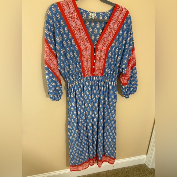 J.Crew Women's V-Neck Cover Up Dress in Classic Block Print Beachwear small - Picture 2 of 8